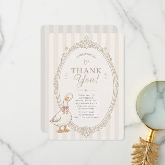 Carte De Remerciements Une fille d'un an avec un ruban rose silly goose