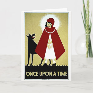 Carte De Remerciements Une fois sur une affiche, chaperon rouge et loup