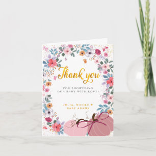 Carte De Remerciements Une petite couronne de fleurs de citrouille automn