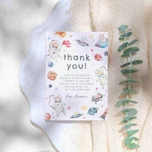 Carte De Remerciements Une petite étape   Animaux spatiaux 1er anniversai