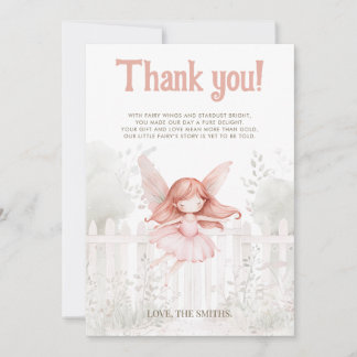 Carte De Remerciements "Une petite fée est en route" Baby shower
