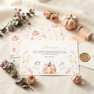 Carte De Remerciements Une petite fée mignonne rose Fête prénatale d'Octo