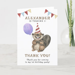 Carte De Remerciements Une petite fête d'anniversaire de castor