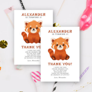 Carte De Remerciements Une petite fête d'anniversaire de Panda Rouge 3 an