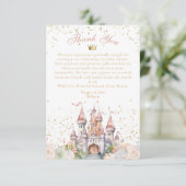 Carte De Remerciements Une petite princesse Blush Gold Crown Castle Douch (Debout devant)