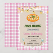 Carte De Remerciements Une pizza de fille à l'invitation de la fête (Devant / Derrière)