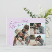 Carte De Remerciements Unforgettable Wedding Lilac Multi Photo (Debout devant)