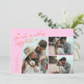 Carte De Remerciements Unforgettable Wedding Orange Pink Multi Photo (Debout devant)