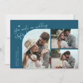 Carte De Remerciements Unforgettable Wedding Teal Multi Photo (Devant)