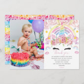 Carte De Remerciements Unicorn Arc-en-ciel Parties scintillant magique An (Devant / Derrière)