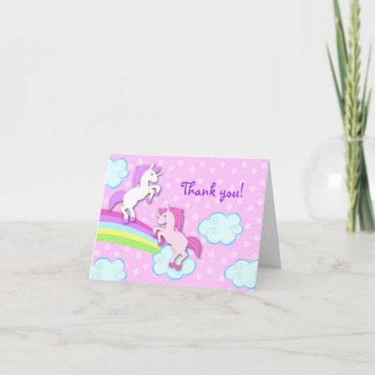 Carte De Remerciements Unicorn Folded Thank You Note Card (Devant)