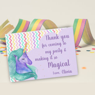 Carte De Remerciements Unicorn magique Pastel Chevron Anniversaire de enf