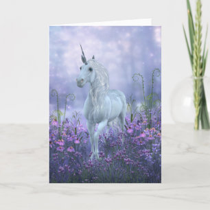Carte De Remerciements Unicorne aux fleurs violettes