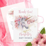 Carte De Remerciements Unicorne mystique | Baby shower rose floral fille<br><div class="desc">Voici notre captivante Unicorne Mystique et Rose Floral Girl Baby shower "Merci" design. Plongez-vous dans un monde enchanteur alors que vous vous préparez à célébrer l'arrivée d'un petit. Cette collection exquise présente une licorne majestueuse comme point focal, gracieusement ornée de délicates fleurs roses et sertie sur fond de plaques de...</div>