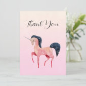 Carte De Remerciements Unicorne nordique rose avec Mane noir (Debout devant)
