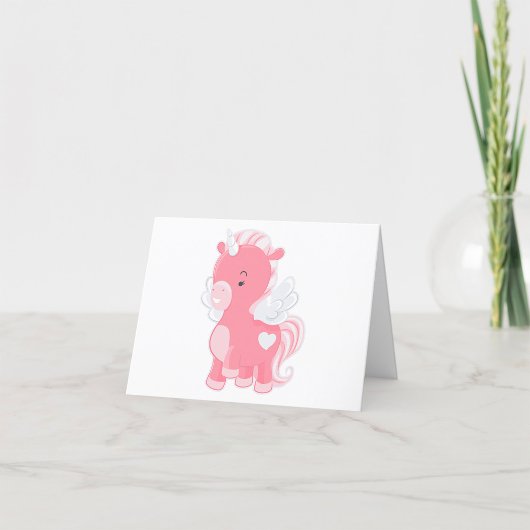 Carte De Remerciements Unicorne rose mignonne