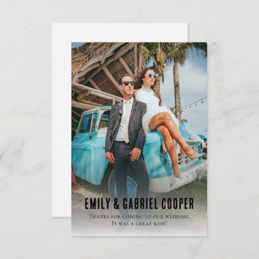 Carte De Remerciements Unique Fun Kitschy Honeymoon Photo Mariage (Devant / Derrière)