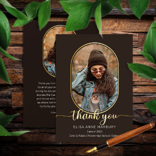 Carte De Remerciements Unique Oblong 2 Photo Collage Graduation Thank You