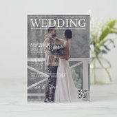 Carte De Remerciements Unique QR code magazine couverture photo mariage (Debout devant)