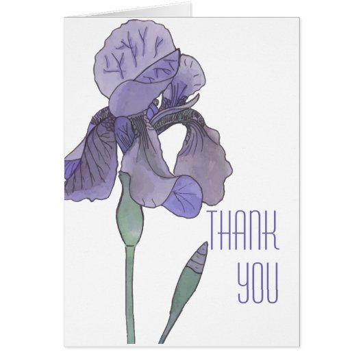Carte de remerciements unique violet Iris (Devant)