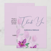 Carte De Remerciements Uniquité Des Fleurs D'Aquarelle Violet (Devant / Derrière)