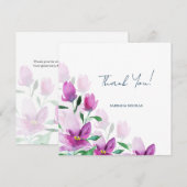 Carte De Remerciements Uniquité Des Fleurs D'Aquarelle Violet (Devant / Derrière)