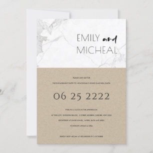 CARTE DE REMERCIEMENTS URBAN RUSTIC KRAFT MARBLE ENGAGEMENT PARTI INVITAT