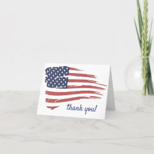 Carte De Remerciements USA Aquarelle Drapeau américain Militaire Patrioti