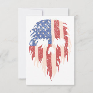 Carte De Remerciements USA Flag Skull Beard | Distressed Patriotic Design