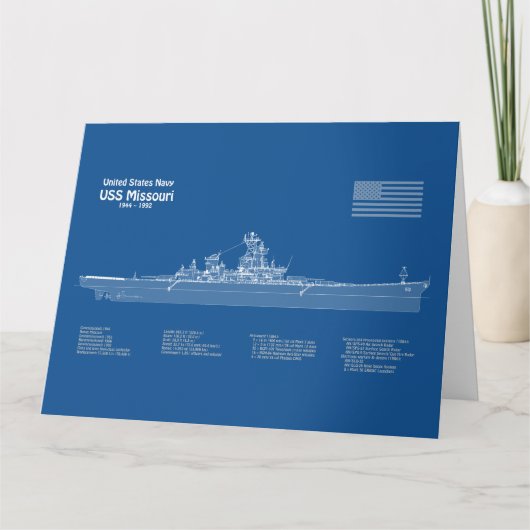 Carte De Remerciements USS Missouri - Plan de plan d'expédition ABD (Devant)