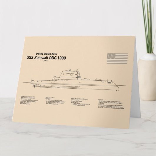 Carte De Remerciements USS Zumwalt - Plan directeur des navires SD (Devant)