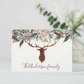 Carte De Remerciements Vacances de feuillage fleuri et rustique (Debout devant)