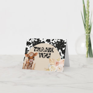 Carte De Remerciements Vache   Baby shower Boho   Pampas Grasse