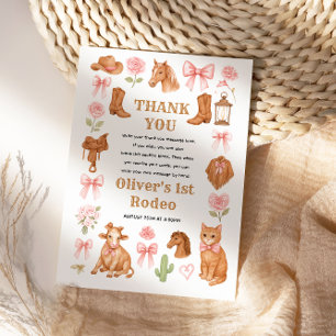 Carte De Remerciements Vachère Coquette Occidentale 1er Anniversaire Rose