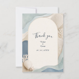 Carte De Remerciements Vagues de mariage abstraites Modern Arch Côtière
