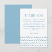 Carte De Remerciements Vagues océaniques | Blue Nautical Beach Baby showe (Devant / Derrière)