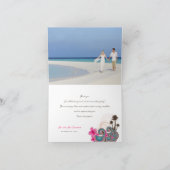 Carte De Remerciements Vagues Tropicales et Mariage à l'Hibiscus Rose Mer (Intérieur)