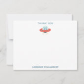 Carte De Remerciements Vaisseau Spatial Alien Bleu Mignon 1er Anniversair (Devant)