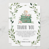 Carte De Remerciements Valise de Baby Shower Aventure de Verdure Rustique (Devant / Derrière)