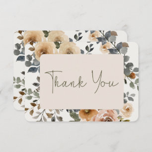Carte De Remerciements Vanilla White Boho Roses Mariage de crème