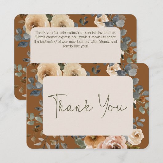 Carte De Remerciements Vanilla White Boho Roses rouille Mariage (Devant / Derrière)