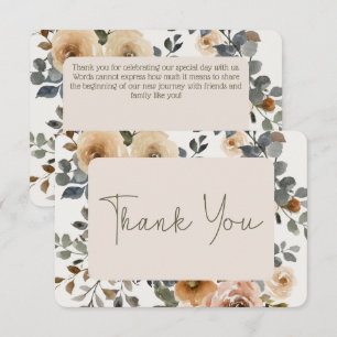 Carte De Remerciements Vanille Blanc Bohème Roses Crème Mariage