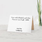 Carte De Remerciements Vase à Vincent van Gogh avec les Gladioli et le (Dos)