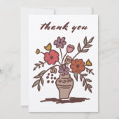 Carte De Remerciements Vase floral rustique fantaisiste croquis kraft neu (Devant)
