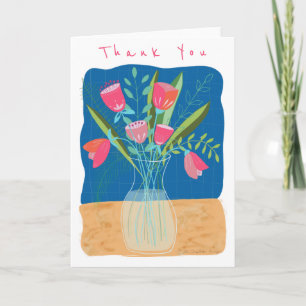 Carte De Remerciements Vase rose/bleu