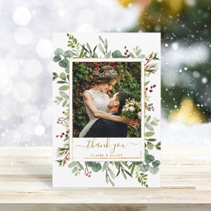 Carte De Remerciements Végétation botanique Mariage d'or de Noël Photo