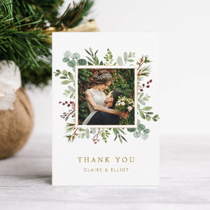 Carte De Remerciements Végétation botanique Mariage d'or de Noël Photo