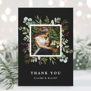 Carte De Remerciements Végétation botanique Noël Mariage noir Photo