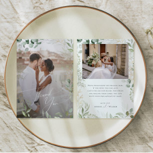 Carte De Remerciements Végétation capricieuse et or plat photo défraîchi