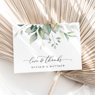 Carte De Remerciements Végétation, Feuilles d'Eucalyptus, Mariage Botaniq